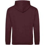 Burgundy AWDIS Just Hoods JH001 College Hoodie shown from the back on a white background