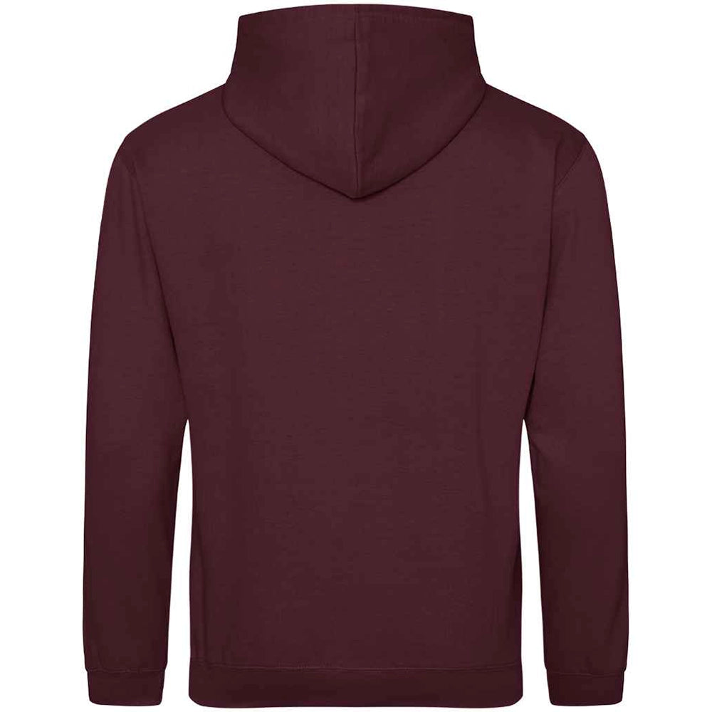 Burgundy AWDIS Just Hoods JH001 College Hoodie shown from the back on a white background