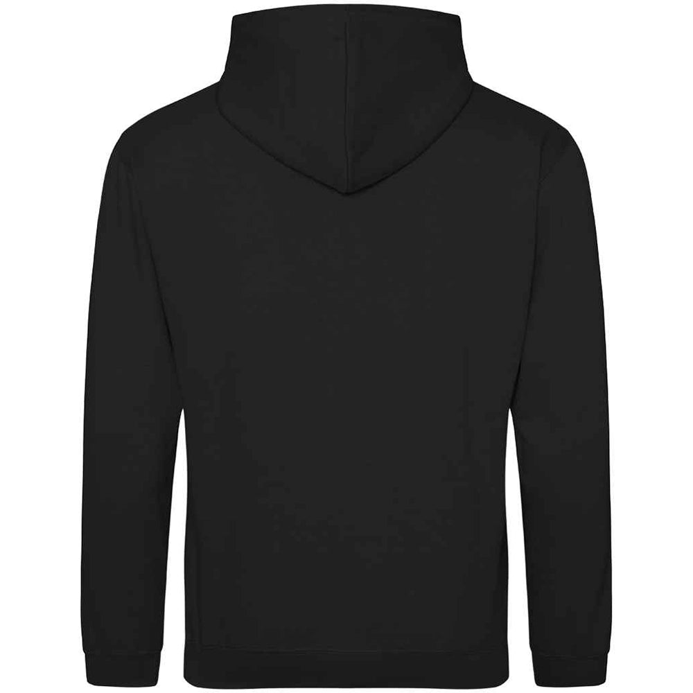 Deep Black AWDIS Just Hoods JH001 College Hoodie shown from the back on a white background