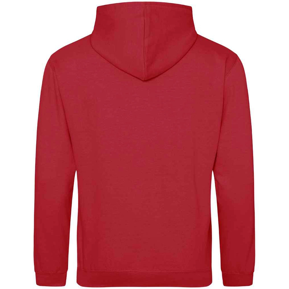 Fire Red AWDIS Just Hoods JH001 College Hoodie shown from the back on a white background