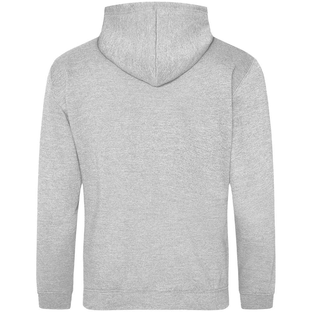 Heather Grey AWDIS Just Hoods JH001 College Hoodie shown from the back on a white background