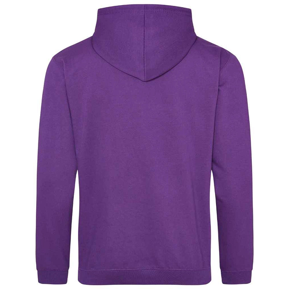 Purple AWDIS Just Hoods JH001 College Hoodie shown from the back on a white background