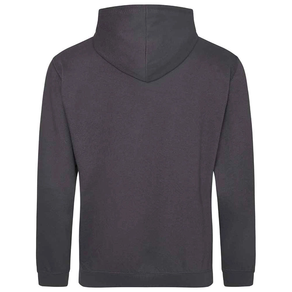 Storm Grey AWDIS Just Hoods JH001 College Hoodie shown from the back on a white background