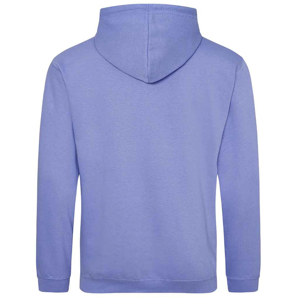 Back view of a True Violet AWDIS Just Hoods JH001 College Hoodie on a white background