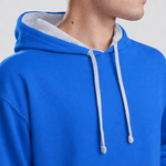 Blue AWDis Varsity Hoodie JH003 with gray lining and drawstrings
