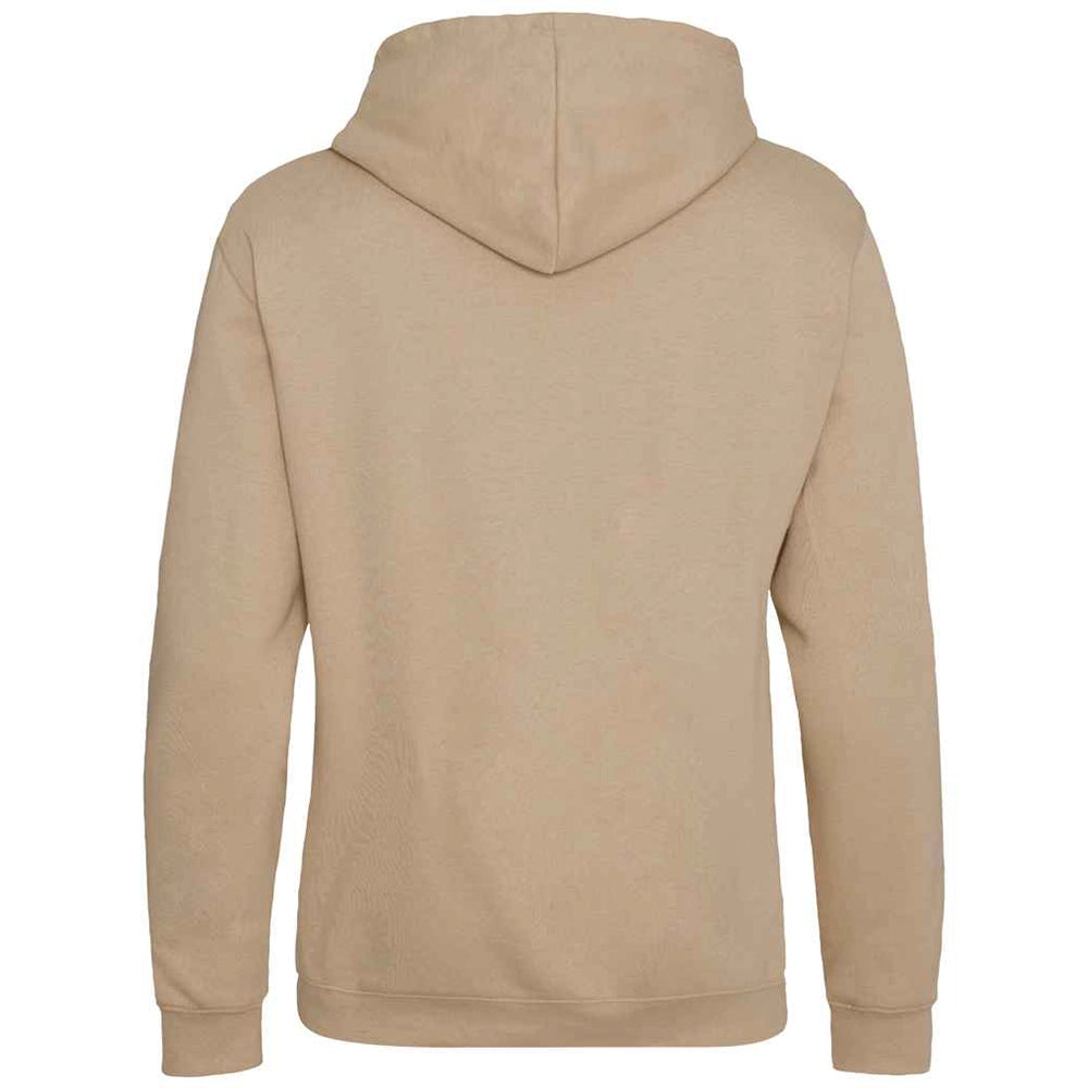 Beige hoodie shown from the back on a white background