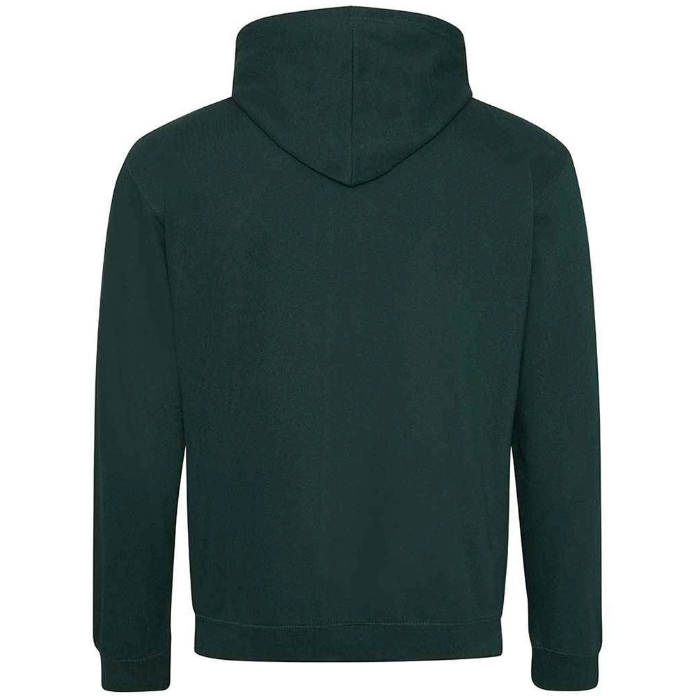 Dark green hoodie shown from the back on a white background