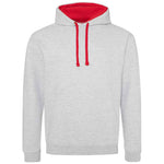 Gray hoodie with red interior on a white background