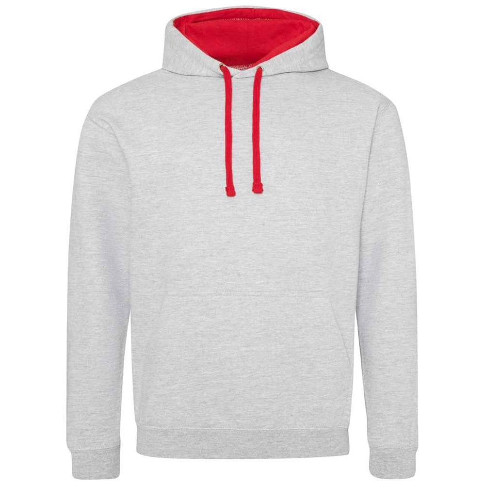 Gray hoodie with red interior on a white background