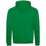 Green hoodie shown from the back on a white background