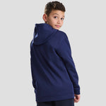 Rear view of Model wearing the AWDis Kids Sports Polyester Hoodie in Oxford Navy