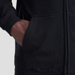 Close-up view of the AWDis Zoodie JH050 front pocket in deep black