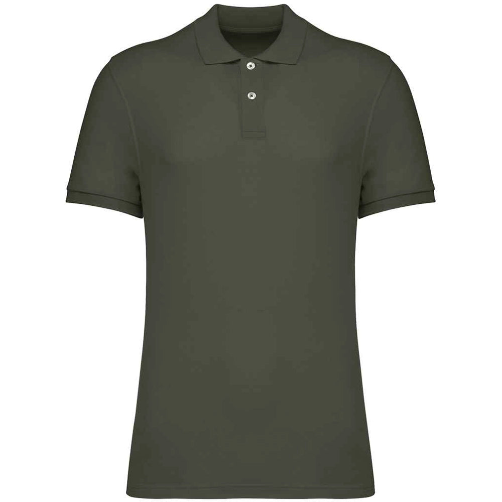 A Organic Khaki Native Spirit Piqué Polo Shirt Front