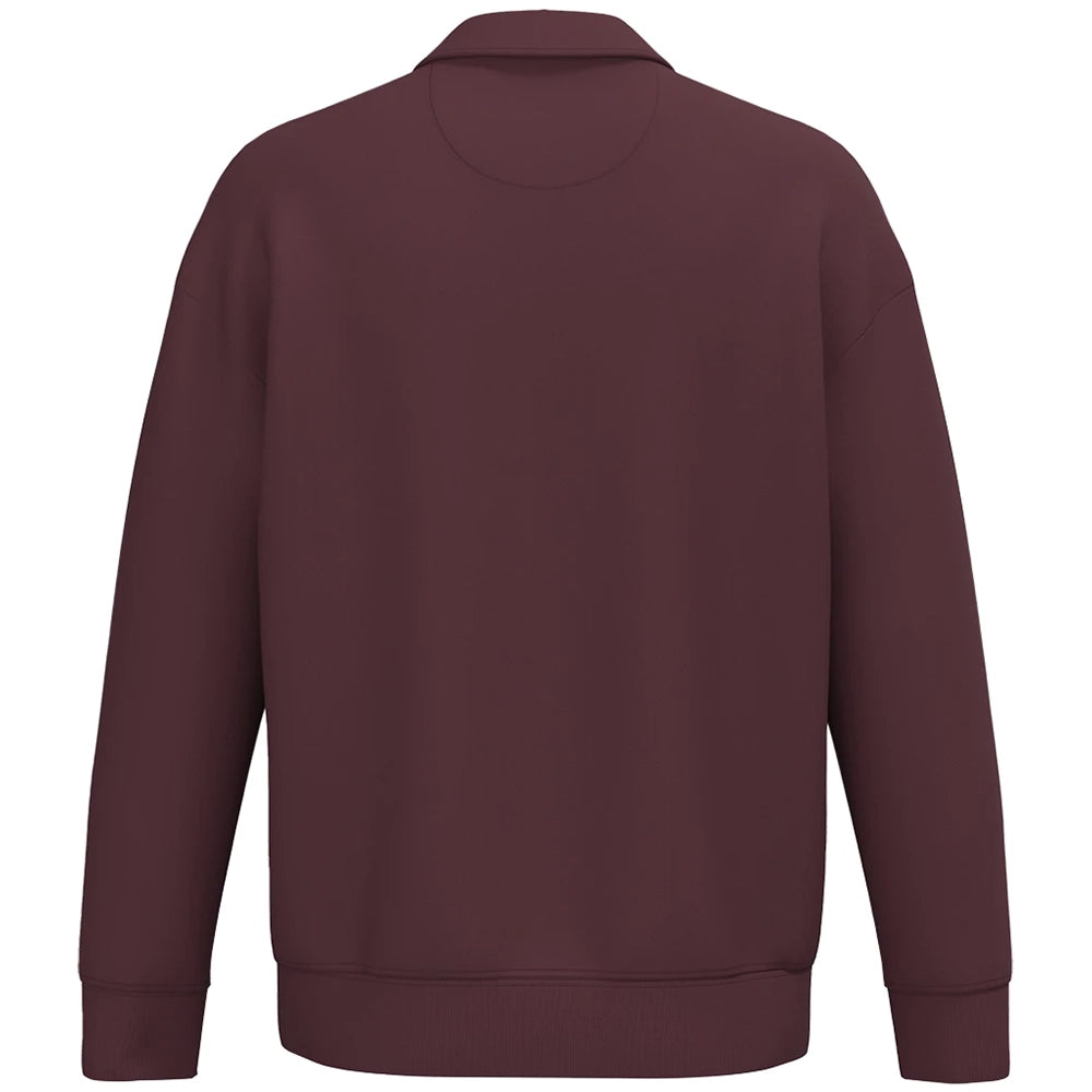 A Dark Cherry Native Spirit Unisex 1/4 Zip Sweatshirt with Polo Collar back