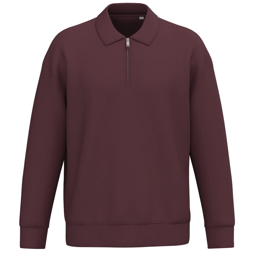 A Dark Cherry Native Spirit Unisex 1/4 Zip Sweatshirt with Polo Collar front