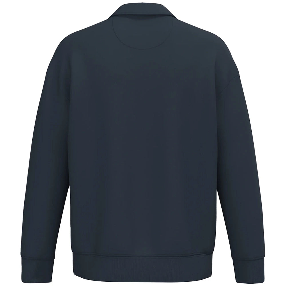 A navy Native Spirit Unisex 1/4 Zip Sweatshirt with Polo Collar back