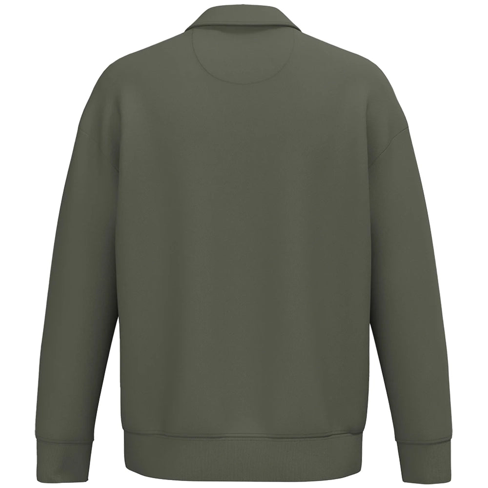 A Organic Khaki Native Spirit Unisex 1/4 Zip Sweatshirt with Polo Collar back