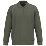 A Organic Khaki Native Spirit Unisex 1/4 Zip Sweatshirt with Polo Collar front