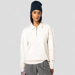 A model wearing a Native Spirit Unisex 1/4 Zip Sweatshirt with Polo Collar