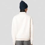 A model wearing a Native Spirit Unisex 1/4 Zip Sweatshirt with Polo Collar