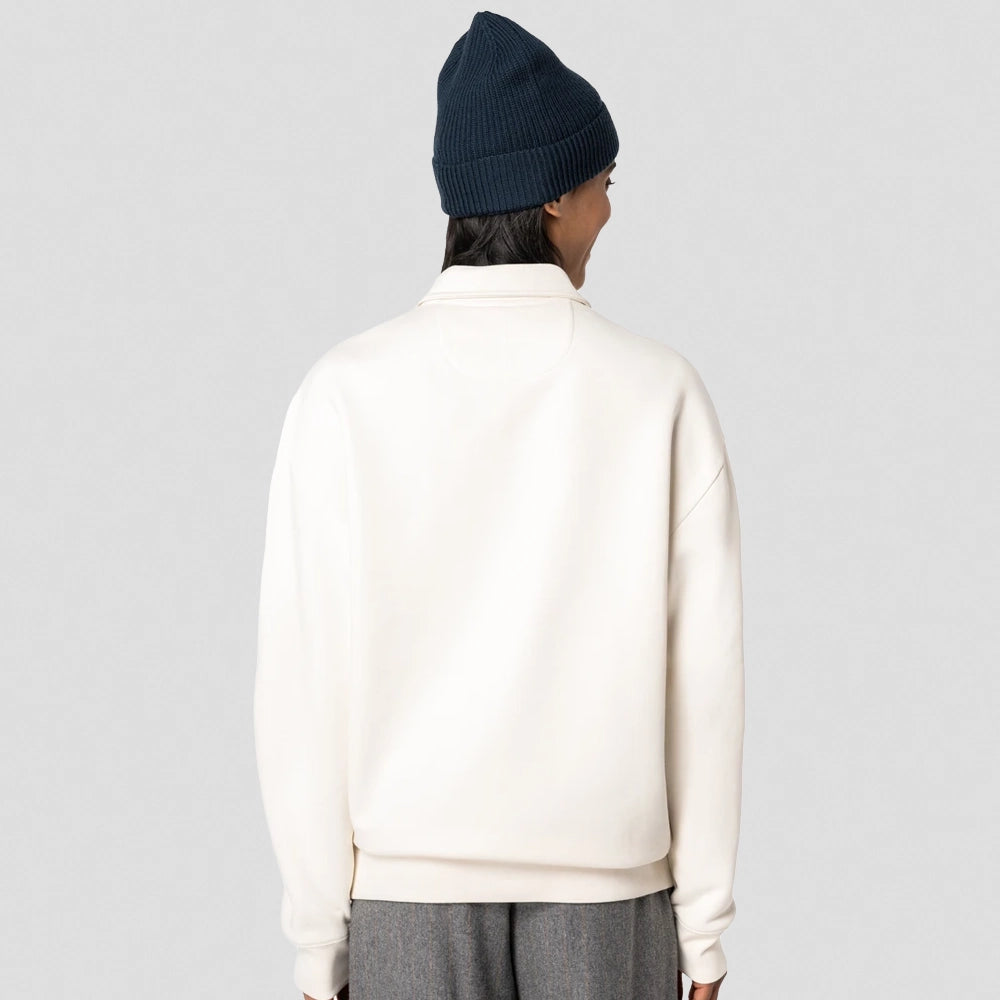 A model wearing a Native Spirit Unisex 1/4 Zip Sweatshirt with Polo Collar