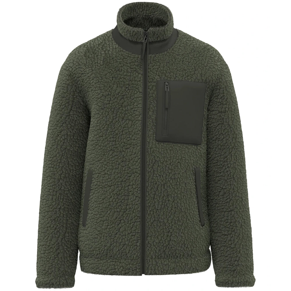 A Khaki Native Spirit Unisex Sherpa Jacket Front 