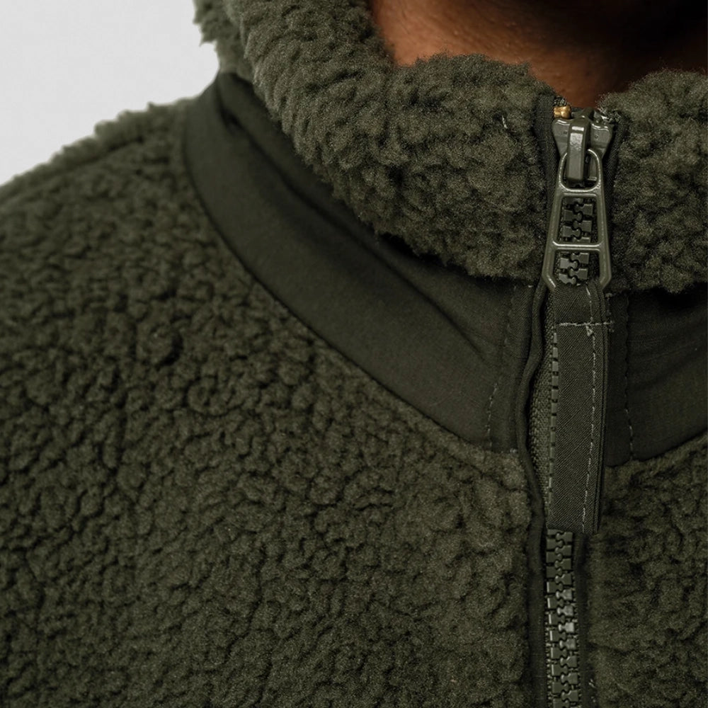 A close up of a zip on a Native Spirit Unisex Sherpa Jacket