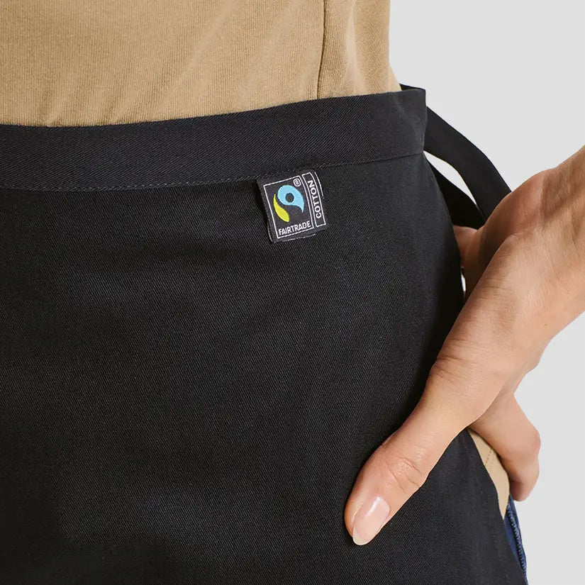 Detail close-up of the Premier Fairtrade Organic Cotton Waist Apron PR114.