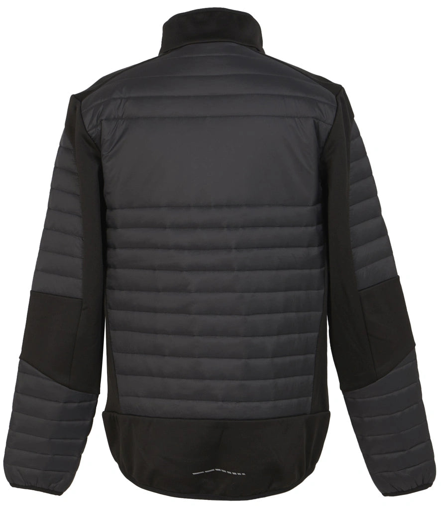 Rear view of Regatta E-Volve Unisex Thermal Hybrid Jacket in Ash/Black