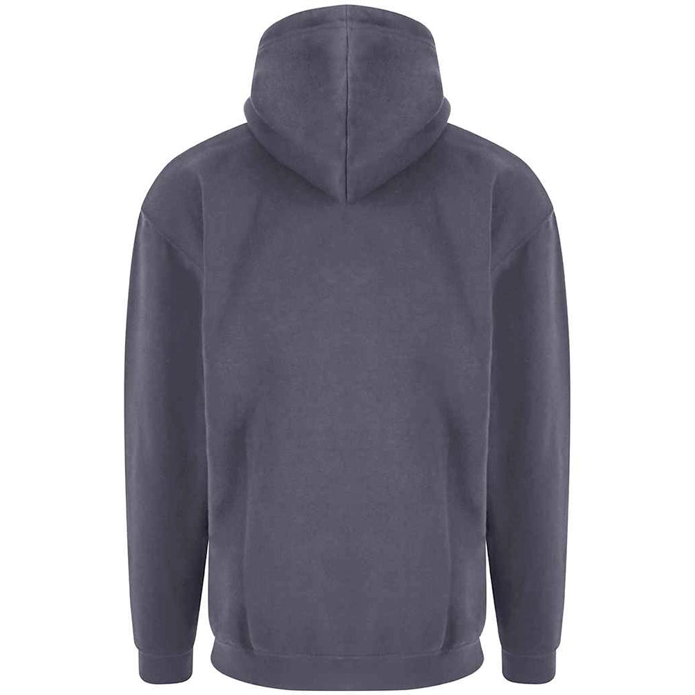 Back view of a grey Pro RTX Pro Hoodie on a white background