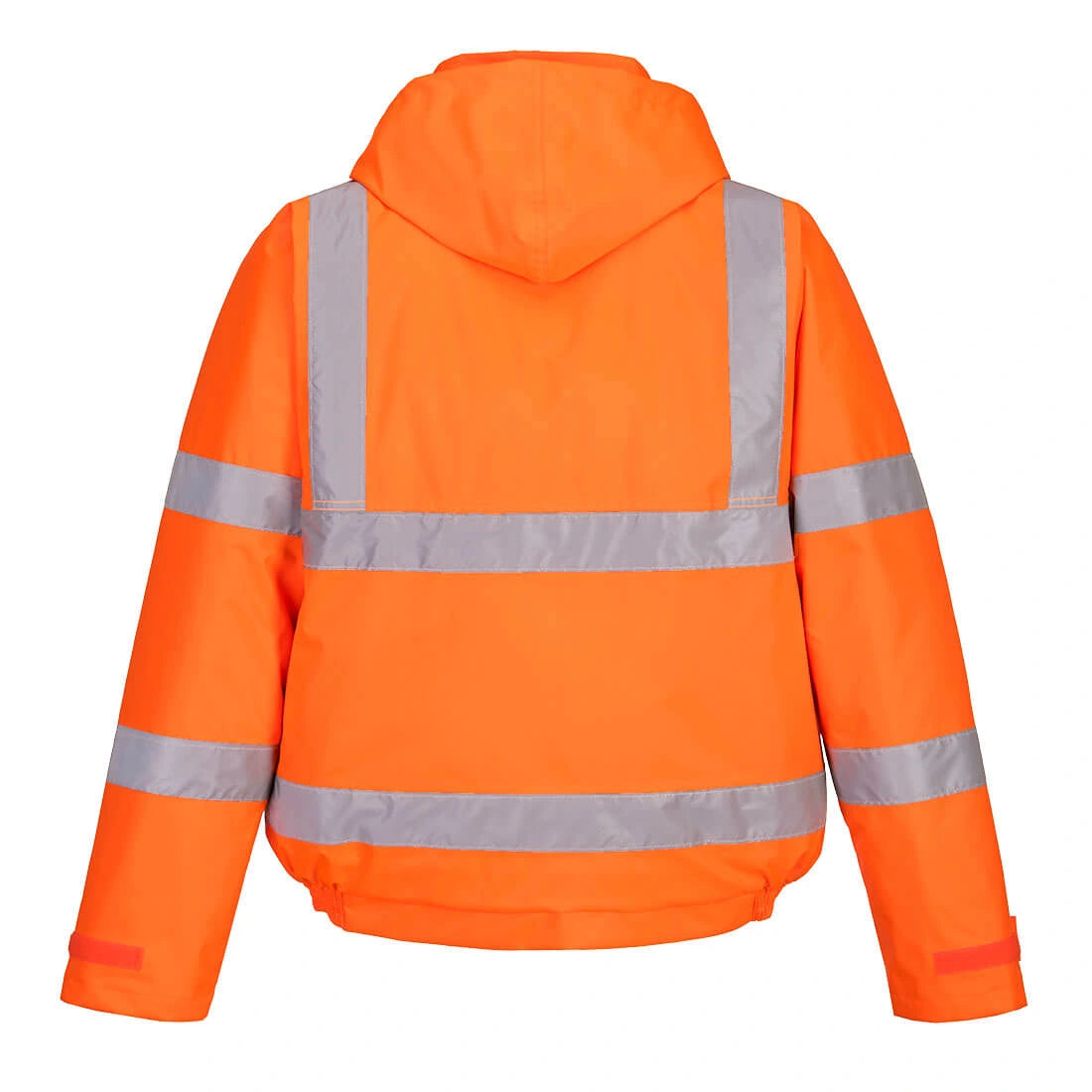 Rear view of the Portwest Hi-Vis Winter Bomber Jacket S463 in Orange.