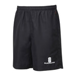 Black training shorts with an embroidered Surridge SS logo on the left thigh, featuring a waistband and two pockets.