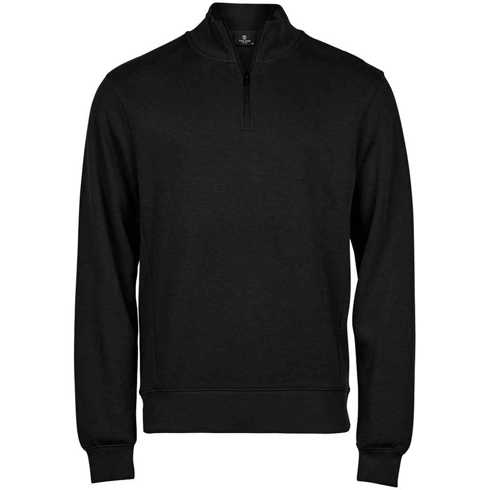 A black Tee Jays Ribbed Interlock Half Zip Sweatshirt