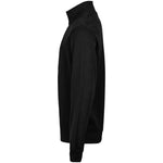 A side view of a black Tee Jays Ribbed Interlock Half Zip Sweatshirt