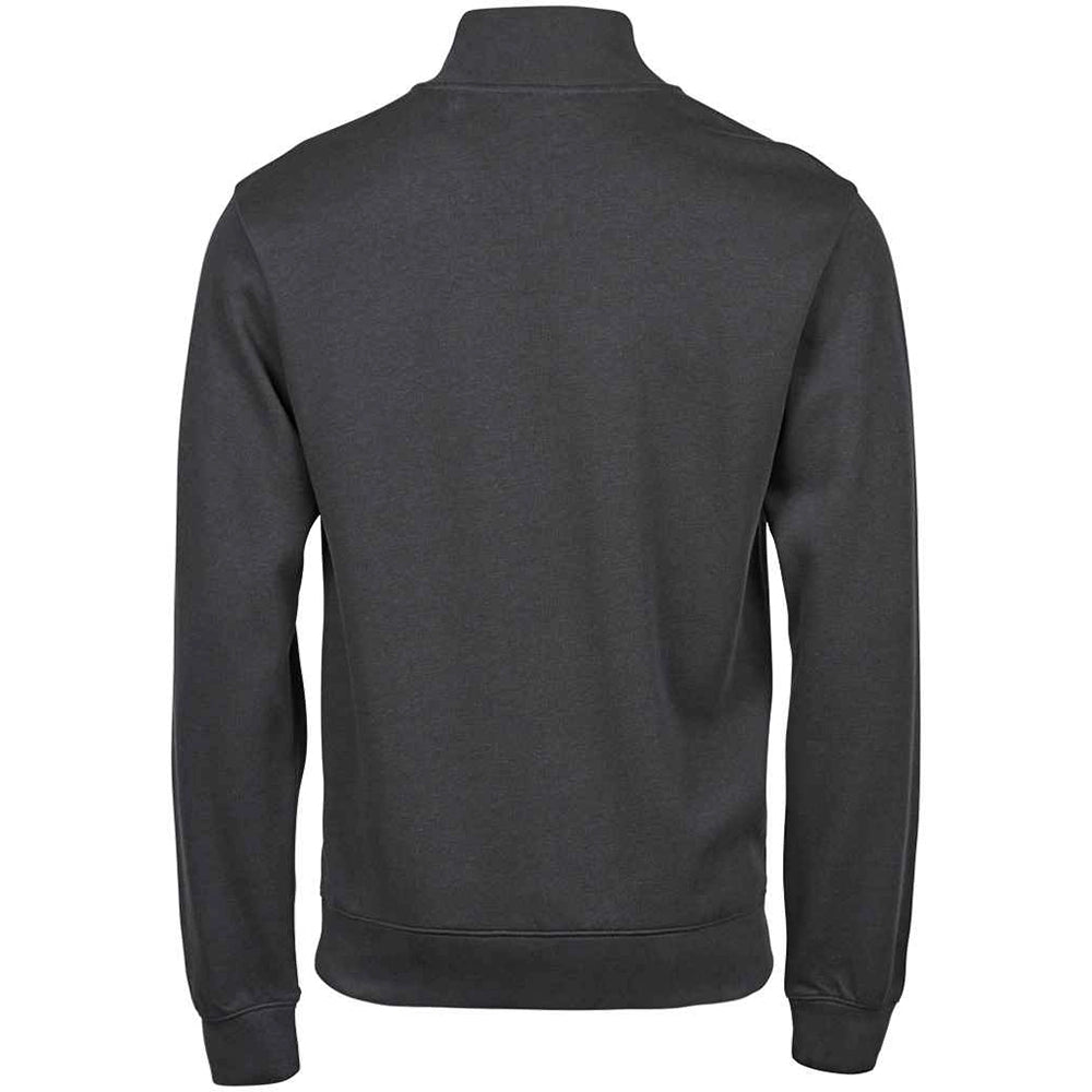 A dark grey Tee Jays Ribbed Interlock Half Zip Sweatshirt