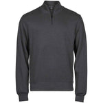 A dark grey Tee Jays Ribbed Interlock Half Zip Sweatshirt