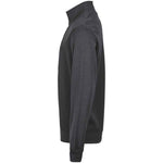 A side view of a dark grey Tee Jays Ribbed Interlock Half Zip Sweatshirt