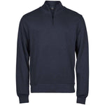A navy Tee Jays Ribbed Interlock Half Zip Sweatshirt