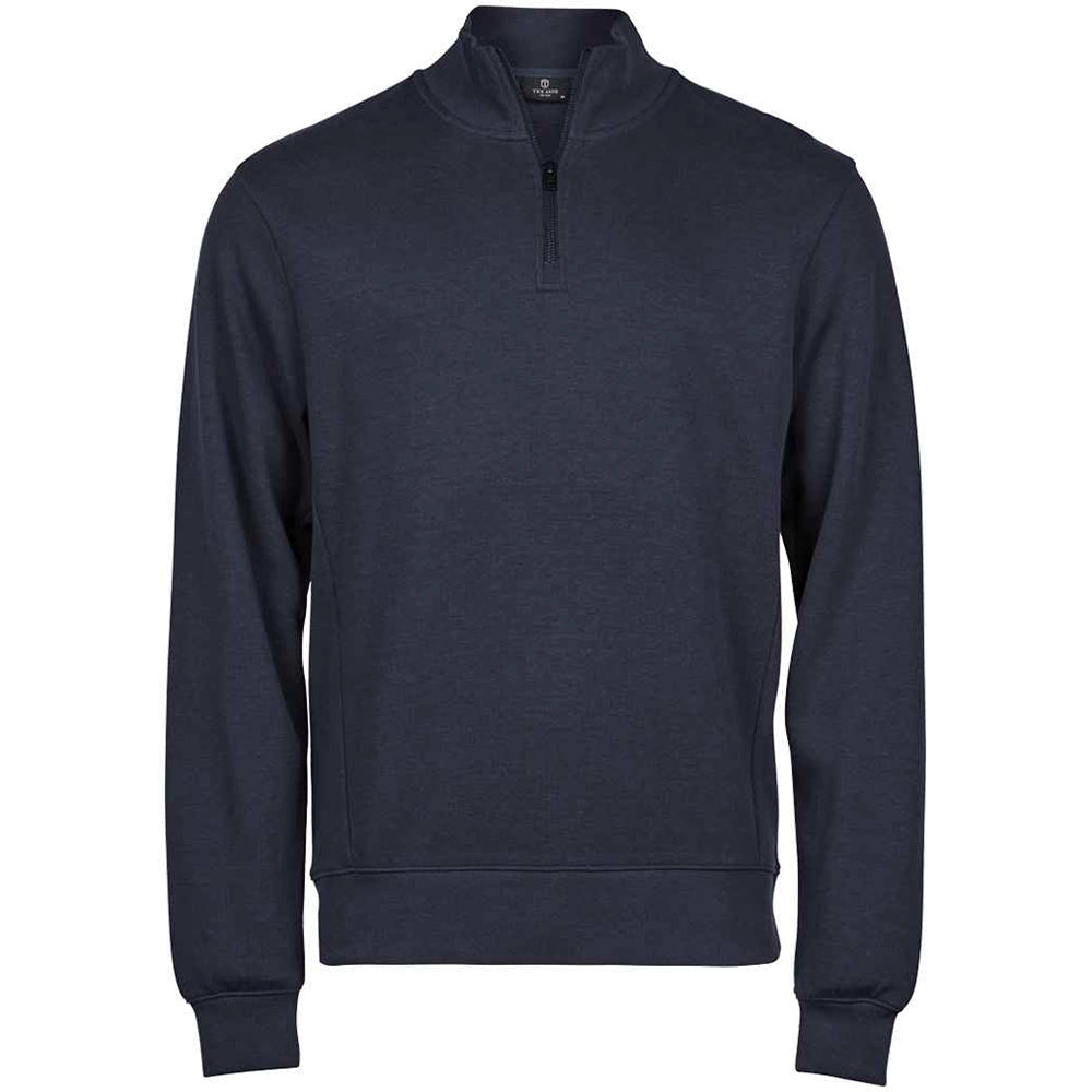 A navy Tee Jays Ribbed Interlock Half Zip Sweatshirt