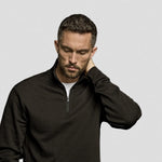 Black Tee Jays Ribbed Interlock Half Zip Sweatshirt