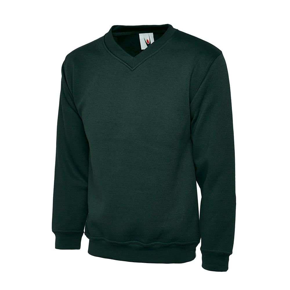 Bottle green Uneek Classic V-Neck Sweatshirt UC204