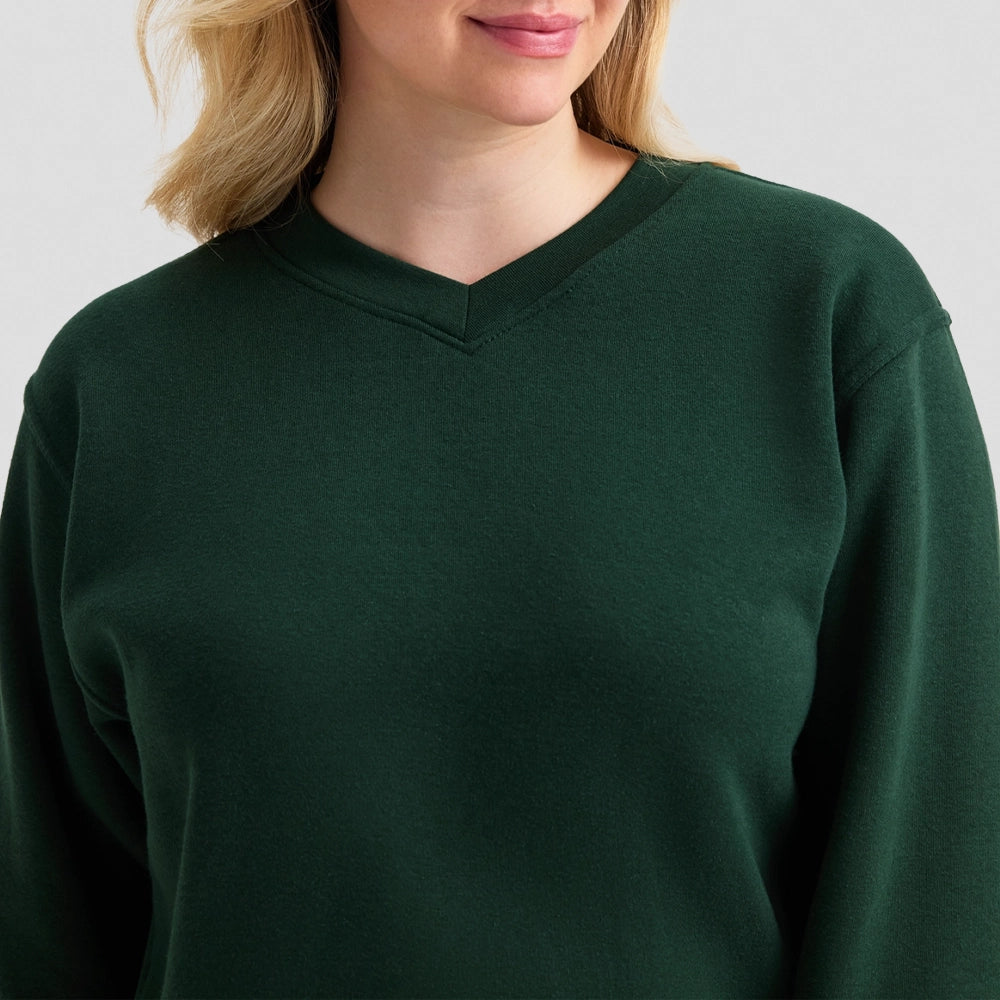 close up of Uneek Classic V-Neck Sweatshirt UC204