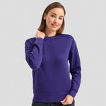 A model wearing a Uneek Ladies Deluxe Crew Neck Sweatshirt UC211