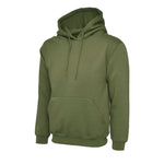 Olive Green Classic Hooded Sweatshirt UC502 on a white background