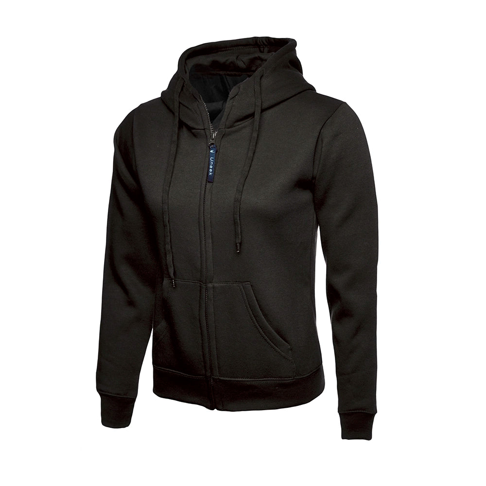 Black Uneek Ladies Classic Full Zip Hooded Sweatshirt UC505