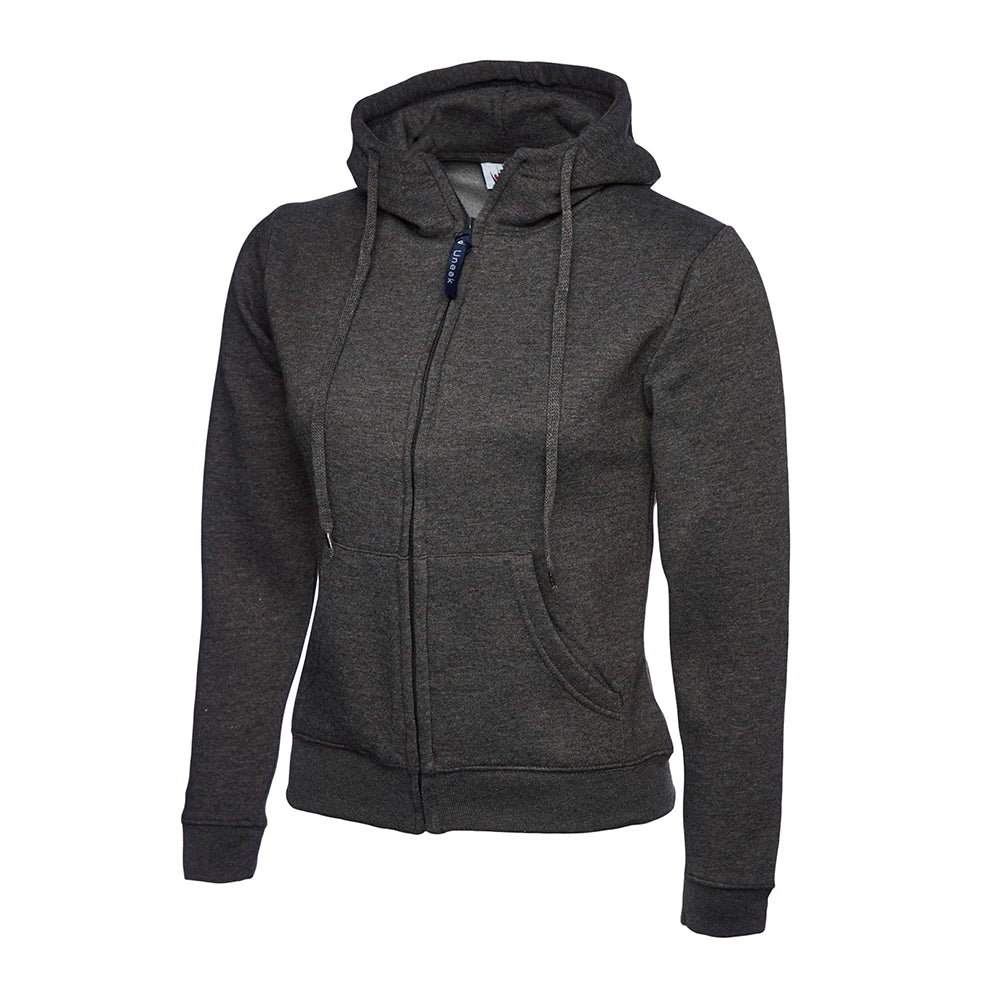 Charcoal Uneek Ladies Classic Full Zip Hooded Sweatshirt UC505