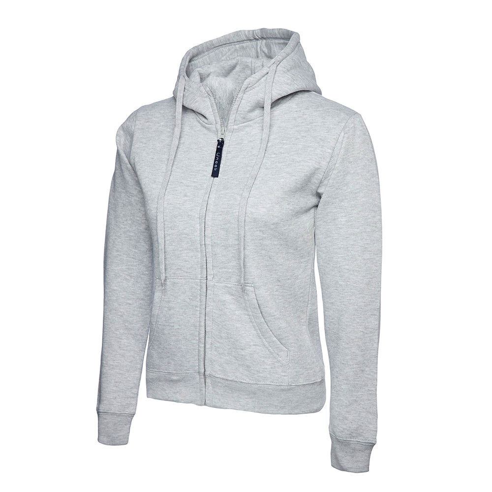 Heather Grey Uneek Ladies Classic Full Zip Hooded Sweatshirt UC505