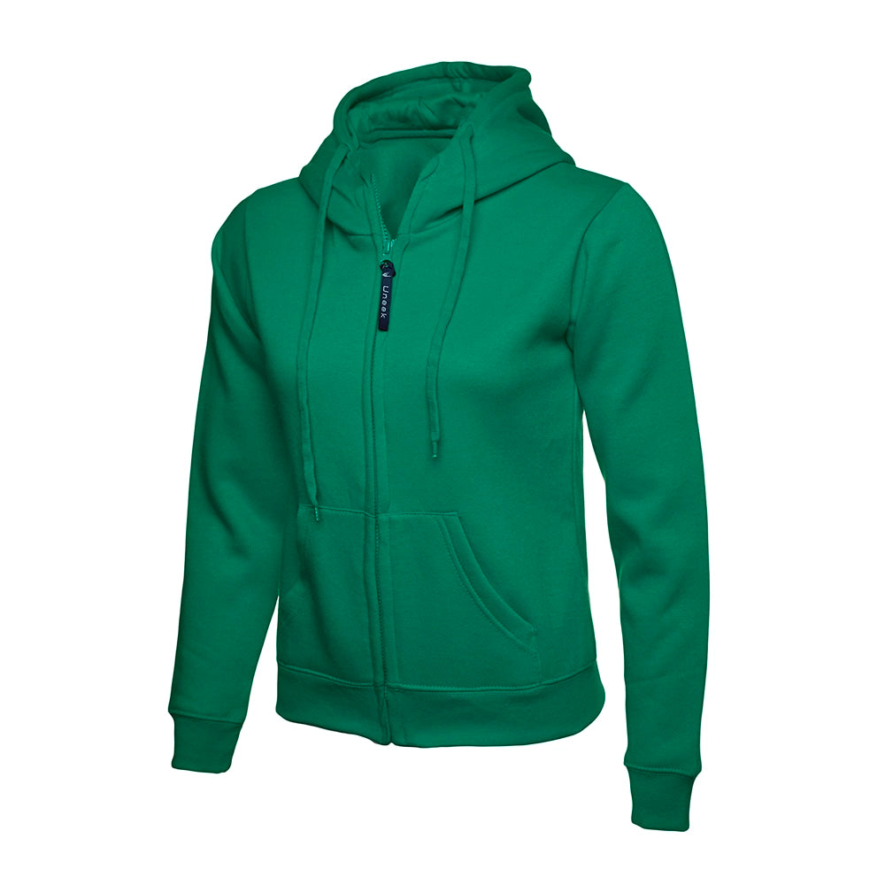 Kelly Green Uneek Ladies Classic Full Zip Hooded Sweatshirt UC505