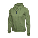Olive Green Uneek Ladies Classic Full Zip Hooded Sweatshirt UC505