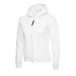 White Uneek Ladies Classic Full Zip Hooded Sweatshirt UC505